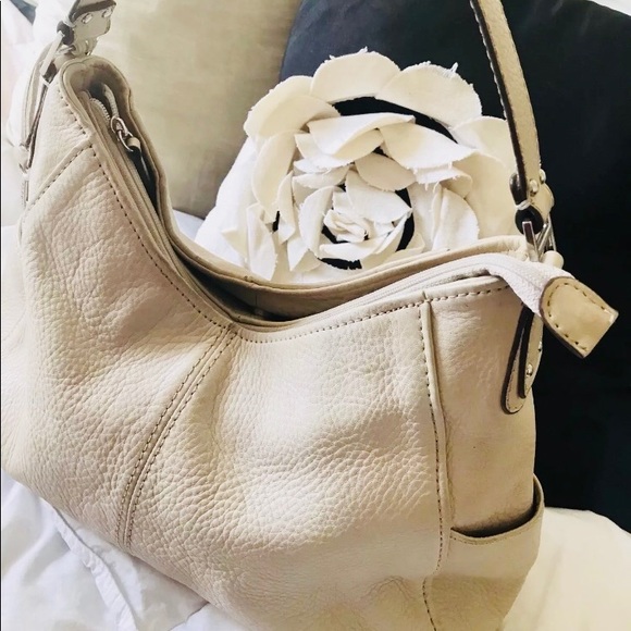 Fossil Handbags - Fossil | Beige Leather Hobo Shoulder Purse Bag